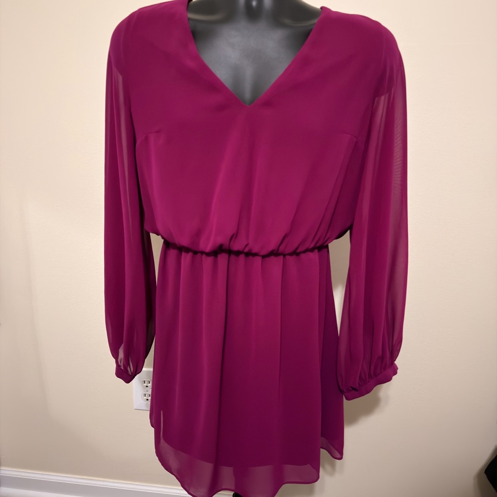 Express Chiffon Dress. Elegant Magenta Dress